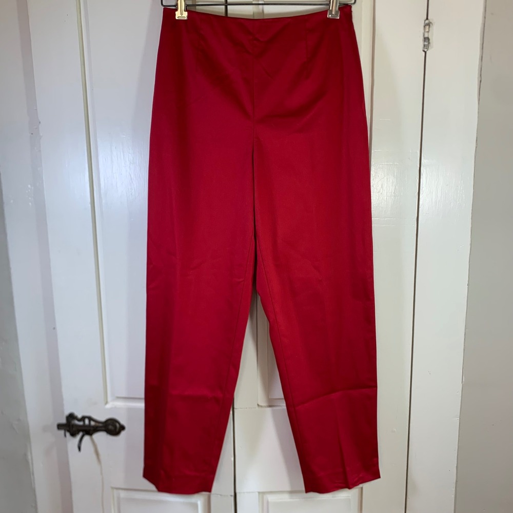 Talbots Petites Red Stretch Cotton Straight Leg Side Zip Pants Womens Size 6P